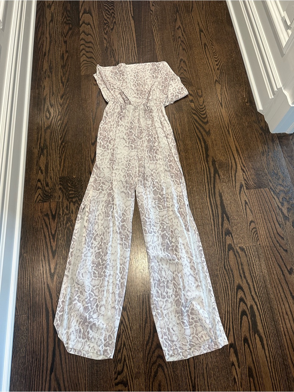 Olivaceous Neutral Snake-Print Wide-Leg Jumpsuit